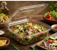 HOT BARGAINS 200 x 500ml Reusable Clear Food Containers with Hinged Lid | Takeaway Containers, Reusable, Freezer Safe, Stackable for Brownies, Cake Slices & Dessert Portions (200, 500, Milliliters)