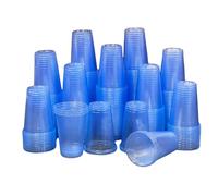 HOT BARGAINS 200 X 7oz Blue Reusable Plastic Cups Water Tumblers Strong Plastic Drinking Cups with Rippled Sides for Grip for Home Party Restaurant (200)