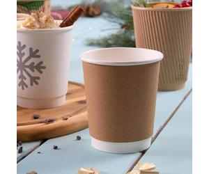 HOT BARGAINS, 200 x 8 oz Brown Double Wall Insulated Disposable Coffee Cups - Kraft Paper Cups for Chocolate Tea, Espresso, and Cold Drinks and Eco-Friendly Hot Cup (200, Brown, 8OZ)