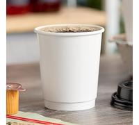 HOT BARGAINS, 200 x 8 oz White Double Wall Insulated Disposable Coffee Cups for Chocolate Tea, Espresso, and Cold Drinks and Eco-Friendly Hot Cup (200, White, 8OZ)