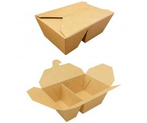HOT BARGAINS 200 X 900ML 2-Compartment Kraft Takeaway Food Boxes Leak-Proof Cardboard Snack Containers Biodegradable Disposable Food Containers (200, 900ml)