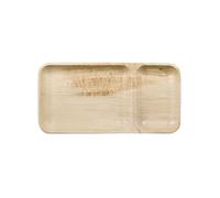 HOT BARGAINS 25 X 2 Compartment Palm Leaf Disposable Plates Rectangualar Shape 100% Biodegradable & Compostable Leaf Trays (25, 2 Compartment Rectangular Plate 12" X 6")