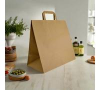 HOT BARGAINS 250 X Brown Paper Bags with Handles Extra Large | SOS Takeaway Carriers | Eco-Friendly & Recyclable (250, Extra Large)