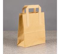 HOT BARGAINS 250 X Brown Paper Bags with Handles Medium | SOS Takeaway Carriers | Eco-Friendly & Recyclable (250, Medium)