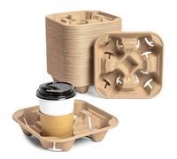 HOT BARGAINS 360 X Disposable Cup Carry Trays - 4 Cup Holders - Sturdy Cardboard Drink Carriers for Takeaway Coffee, Tea, Beverages - Recyclable & Eco-Friendly (4-Cups Holders, 360, Count)