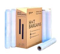 HOT BARGAINS 5 X CLEAR PALLET WRAP SIZE 400MM X 250M, 25μm SHRINK WRAP CAST PARCEL PACKING CLING FILM FOR WRAPPING PALLETS AND PARCELS (5)