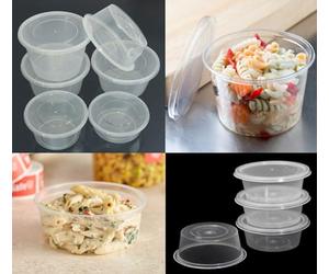 HOT BARGAINS 50 Pack 16oz/460ml Round Food Containers Clear Plastic with Lids