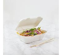 HOT BARGAINS 50 Pack of Bagasse Single Compartment Snack Box, Fish and Chips Small White Box - 190 x 150 70mm (7.5''X 6'') Recyclable Disposable Food Boxes Ideal for Service Business