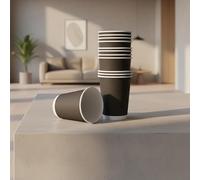 HOT BARGAINS, 50 X 12 oz Black Double Wall Insulated Disposable Coffee Cups - Kraft Paper Cups for Chocolate Tea, Espresso, and Cold Drinks and Eco-Friendly Hot Cup (50, Black, 12OZ)