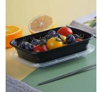 Hot Bargains 50 X 24Oz Food Storage Containers With Reusable Lids Black Hd Rectangular Containers