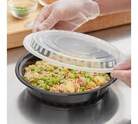 Hot Bargains 50 X 32Oz Food Storage Containers With Reusable Lids Black Hd Round Containers