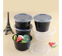 HOT BARGAINS 50 X 500ml Heavy Duty Round Takeaway Food Containers with Lids Black Colour Round Shape Container Non CFC, BPA Free, Microwave & Freezer Safe