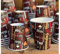 HOT BARGAINS, 500 Pcs 8oz Single Wall Brown Printed Disposable Paper Cups for Hot & Cold Drinks Perfect for Your Home, Café, Work, Parties or Outdoors
