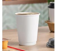 HOT BARGAINS, 500 x 12 oz White Double Wall Insulated Disposable Coffee Cups - Cups for Chocolate Tea, Espresso, and Cold Drinks and Eco-Friendly Hot Cup (500, White, 12OZ)