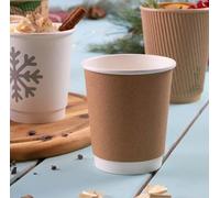 HOT BARGAINS, 500 x 8 oz Brown Double Wall Insulated Disposable Coffee Cups - Kraft Paper Cups for Chocolate Tea, Espresso, and Cold Drinks and Eco-Friendly Hot Cup (500, Brown, 8OZ)