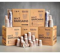 HOT BARGAINS, 500 X 8oz Disposable Kraft Paper Cups - Triple Wall Ripple Insulated Cups for Coffee, Tea & Cold Drinks - Eco-Friendly, Recyclable, Leak-Resistant (500, 8oz)