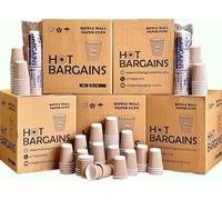 HOT BARGAINS 500 x Kraft 12oz Disposable Coffee Cups Ripple 3 Ply Disposable Paper Cups for Tea Coffee Hot Drinks