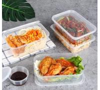 HOT BARGAINS 500ml Rectangular Food Storage Containers with Lids, Pack of 250, BPA-Free Plastic, Microwave and Freezer Safe (500, Rectangular, 250, CN-500)