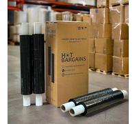 HOT BARGAINS 6 X Black Pallet Wrap Roll Extended Core 400mm x 300m, 25mu Black Stretch Shrink Cling Film 1.5kg Wrapping Roll for Moving House, Furniture & Industrial Uses (6)