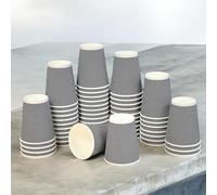 HOT BARGAINS 8oz Disposable Coffee Cups, 230ml Triple Layered Kraft Paper Cups, Black and White Ripple Design, 50 Count