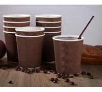 HOT BARGAINS 8oz Disposable Coffee Cups, 230ml Triple Layered Kraft Paper Cups, Brown and White Ripple Design, 1000 Count