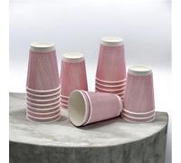 HOT BARGAINS 8oz Disposable Coffee Cups, 230ml Triple Layered Kraft Paper Cups, red and White Ripple Design, 200 Count