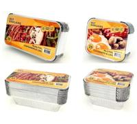 HOT BARGAINS Aluminium Foil Container Set with Lids, 200 Pack Mixed Sizes No.2 and No.6a, Silver