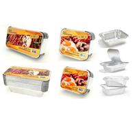 HOT BARGAINS Aluminium Foil Container Set with Lids, 300 Pack Mixed Sizes No.1, No.2, No.6a, Silver