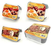 HOT BARGAINS Aluminium Foil Containers with Lids, 500 Pack, 14.4 x 11.9 x 4.9 cm, Silver