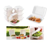 HOT BARGAINS Bagasse Food Container Combo Pack, 100 Pieces - 50 Each of 6 inch Burger Box and 9x6 inch Container