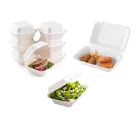HOT BARGAINS Bagasse Food Container Variety Pack, 150 Pieces - 50 Each of 6 inch Burger Box, 9x6 inch, 7x5 inch Container