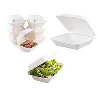 HOT BARGAINS Bagasse Food Container Variety Pack, 150 Pieces - 50 Each of 9x9 inch, 9x6 inch, 6 inch Burger Box