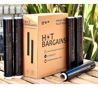 HOT BARGAINS Black Pallet Wrap 400mm x 250m, 25 Microns Strength pallet wrapping film Pack of 2