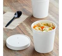 HOT BARGAINS Disposable Paper Soup Containers with Lids, Food-Grade Kraft Paper Construction, Temperature Resistant -20° to 120°, White, 16oz/454ml (Pack of 100)