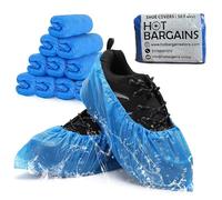 HOT BARGAINS Disposable Shoe Covers Waterproof Non-Slip Overshoes, Blue, One Size Fits All (1000 Pieces/500 Pairs)