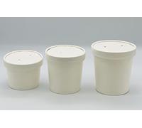 HOT BARGAINS Disposable Soup Containers with Lids, Kraft Paper Bowls for Hot and Cold Foods, Temperature Resistant -20° to 120°, White, 12oz (Pack of 25)
