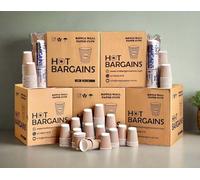 HOT BARGAINS Kraft Paper Coffee Cups 12oz/360ml, Pack of 200, Triple Wall Insulated Hot Drink Cups (200, 12oz)