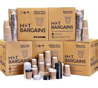 HOT BARGAINS Kraft Paper Coffee Cups 12oz/360ml, Pack of 50, Triple Wall with Lids
