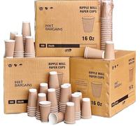 HOT BARGAINS Kraft Paper Coffee Cups 16oz/460ml, Pack of 200, Triple Wall Insulated Hot Drink Cups (200)