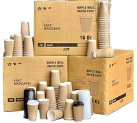 HOT BARGAINS Kraft Paper Coffee Cups 16oz/460ml, Pack of 50, Triple Wall with Sip Lids