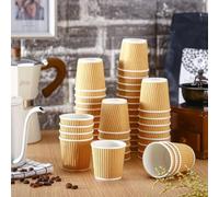 HOT BARGAINS Kraft Paper Coffee Cups 4oz/120ml, Pack of 100, Triple Wall Insulated Hot Drink Cups (100, 4oz)