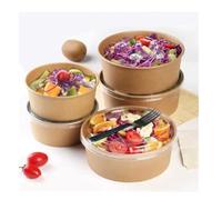HOT BARGAINS Kraft Paper Salad Bowls with Lids, 26oz/750ml, Disposable Food Containers for Takeaway, Pack of 150