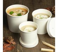 HOT BARGAINS Kraft Paper Soup Containers with Lids, Round Food Grade Paper Bowls for Hot and Cold Foods, Temperature Range -20° to 120°, White, 26oz, Pack of 25