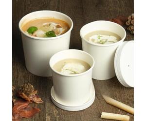 HOT BARGAINS Kraft Paper Soup Containers with Lids, Round Food Storage Bowls for Hot and Cold Items, Temperature Range -20° to 120°, White, 26oz/750ml, 250 Count
