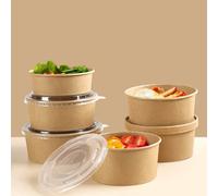Hot Bargains Kraft Salad Bowls 150 Pack 18Oz 500Ml With Reusable Lids
