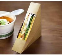 HOT BARGAINS Kraft Sandwich Wedges with Display Window, Brown, 125x65x125 mm, Pack of 100