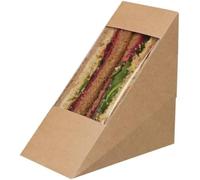 HOT BARGAINS Kraft Sandwich Wedges with Display Window, Brown, 125x65x125 mm, Pack of 50