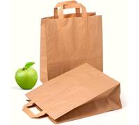 HOT BARGAINS Large Brown Paper Bags with Handles, 50-Pack