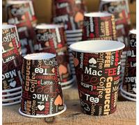 HOT BARGAINS Paper Cups, 200 Pack Brown Printed Single Wall Disposable Coffee Cups for Hot and Cold Drinks, 12oz/360ml