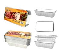 HOT BARGAINS Professional Aluminium Foil Containers Size 6A with Lids, Pack of 900, 200 x 111 x 55mm